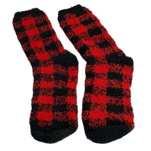 Cozy Red and Black Plaid Socks